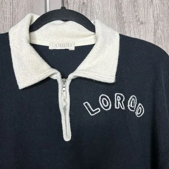 Lorod Half Zip Sweater Top Cotton Black and White Made in Japan Size M